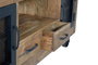 GINER Y COLOMER Meuble TV industriel en bois de manguier et métal, couleur naturel - 150 x 60 x 38 cm, structure en bois massif avec portes métal, finition artisanale